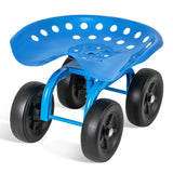 Garden Cart with Height Adjustable and Swivel Seat-Blue
