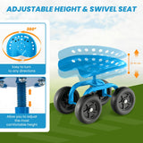 Garden Cart with Height Adjustable and Swivel Seat-Blue