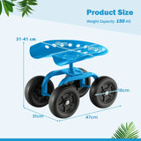 Garden Cart with Height Adjustable and Swivel Seat-Blue