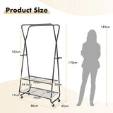 Heavy Duty Clothes Rack on Wheels with Shelves-Black