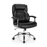 Leather Office Chair with Rocking Mode and Armrests-Black