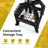 Rolling Seat Mechanic Stool Chair Height Adjustable with Tool Tray-Black