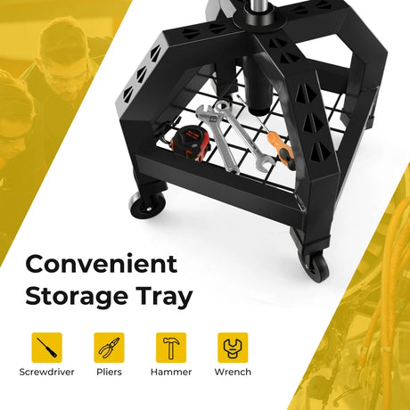 Rolling Seat Mechanic Stool Chair Height Adjustable with Tool Tray-Black