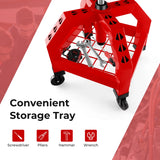 Rolling Seat Mechanic Stool Chair Height Adjustable with Tool Tray-Red