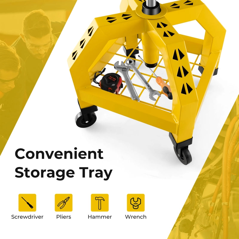 Rolling Seat Mechanic Stool Chair Height Adjustable with Tool Tray-Yellow