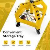 Rolling Seat Mechanic Stool Chair Height Adjustable with Tool Tray-Yellow