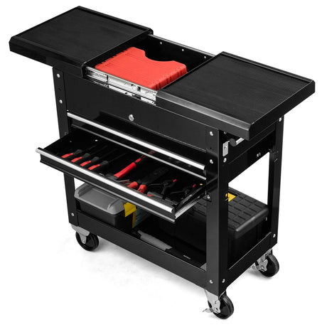 Rolling Mechanics Tool Cart Slide Top Utility Storage Cabinet Organizer 2 Drawers