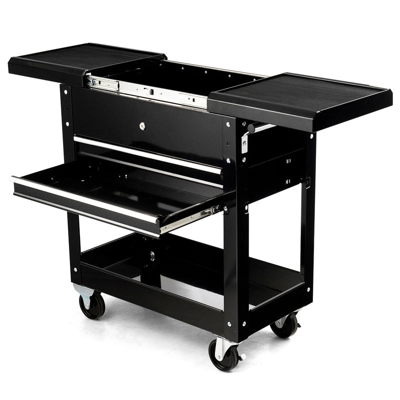 Rolling Mechanics Tool Cart Slide Top Utility Storage Cabinet Organizer 2 Drawers