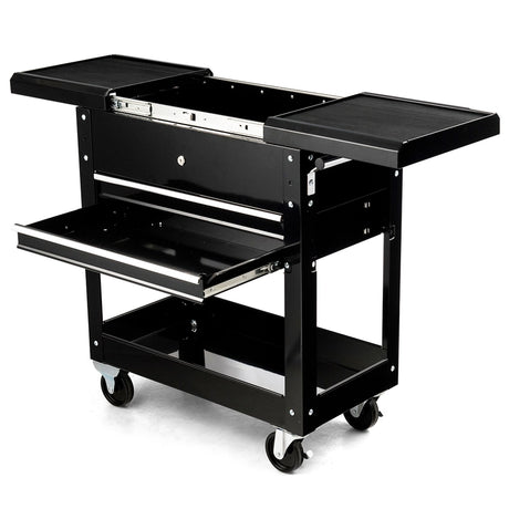 Rolling Mechanics Tool Cart Slide Top Utility Storage Cabinet Organizer 2 Drawers