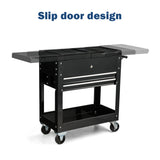 Rolling Mechanics Tool Cart Slide Top Utility Storage Cabinet Organizer 2 Drawers