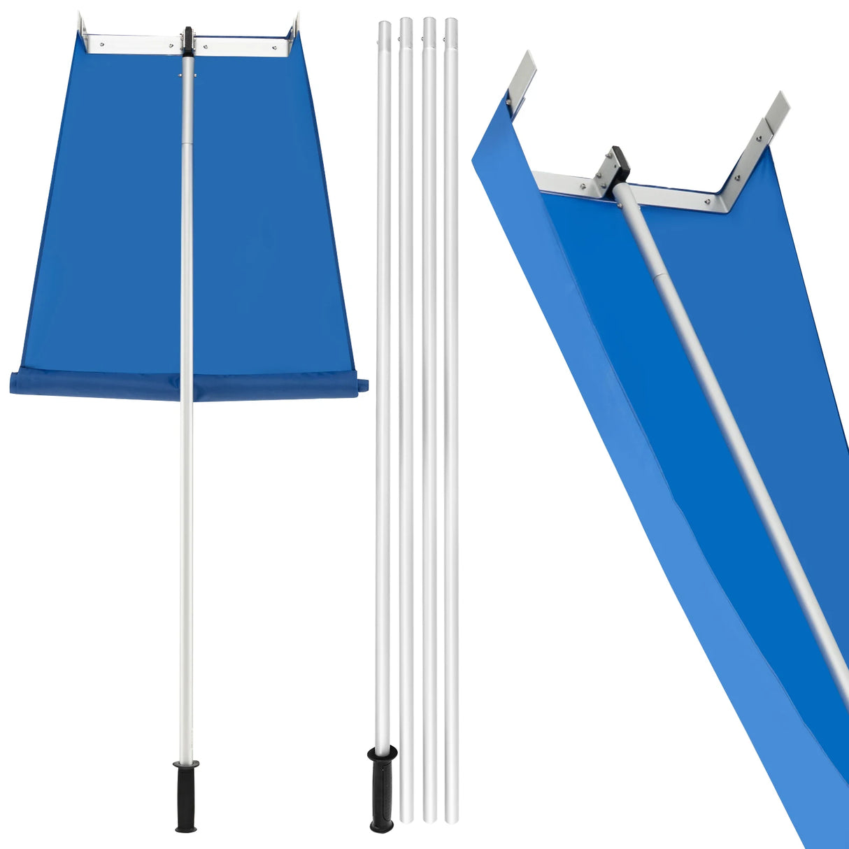 Snow Roof Rake with 4 Section Pole Wheels and Anti-slip Handle
