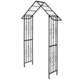 Roof-shaped Top Garden Arbor Garden Trellis Pergola with Side Crossbars-Black