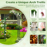 Roof-shaped Top Garden Arbor Garden Trellis Pergola with Side Crossbars-Black