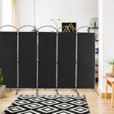 6.2Ft Folding 6-Panel Room Divider for Home Office Living Room-Black