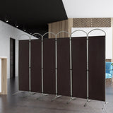 6 Feet 6-Panels Freestanding Folding Privacy Screen-Brown