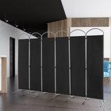6.2Ft Folding 6-Panel Room Divider for Home Office Living Room-Black