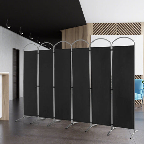 6.2Ft Folding 6-Panel Room Divider for Home Office Living Room-Black
