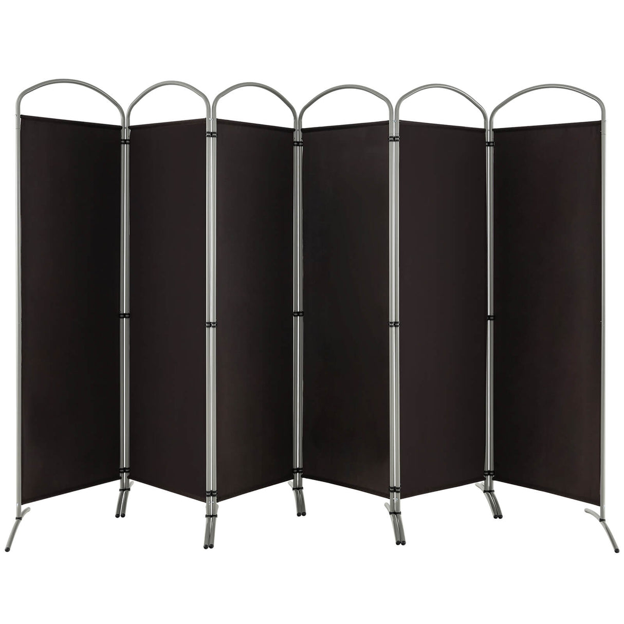 6 Feet 6-Panels Freestanding Folding Privacy Screen-Brown