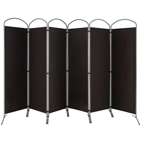 6 Feet 6-Panels Freestanding Folding Privacy Screen-Brown