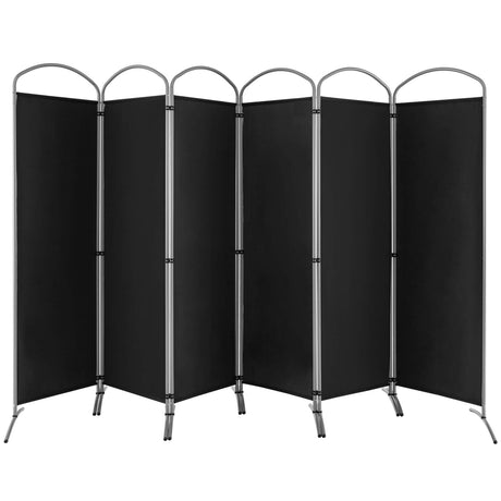 6.2Ft Folding 6-Panel Room Divider for Home Office Living Room-Black