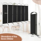 6.2Ft Folding 6-Panel Room Divider for Home Office Living Room-Black