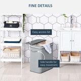 HOMCOM 100L Natural Wood Laundry Basket A Compartment w/Flip Lid Removable Lining Handles Board Base Foldable Durable Water-Resistant Dirty Clothes Storage Home Organisation Grey