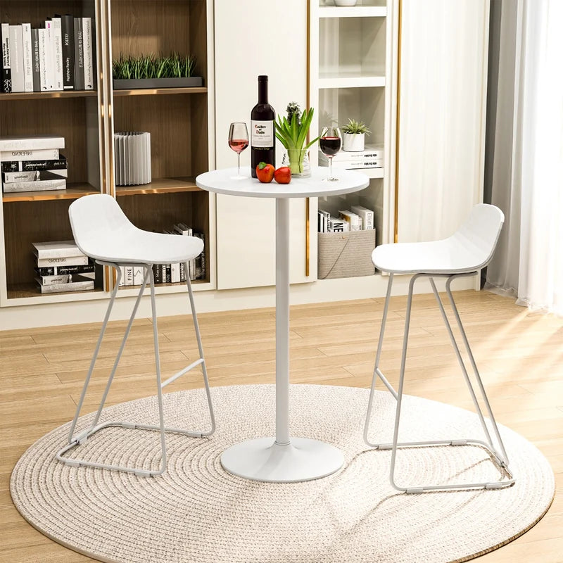 101-56 cm Round Bistro Cocktail Tall Coffee Table High Top Pub Table-White-2 Pieces