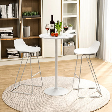 101-56 cm Round Bistro Cocktail Tall Coffee Table High Top Pub Table-White-2 Pieces