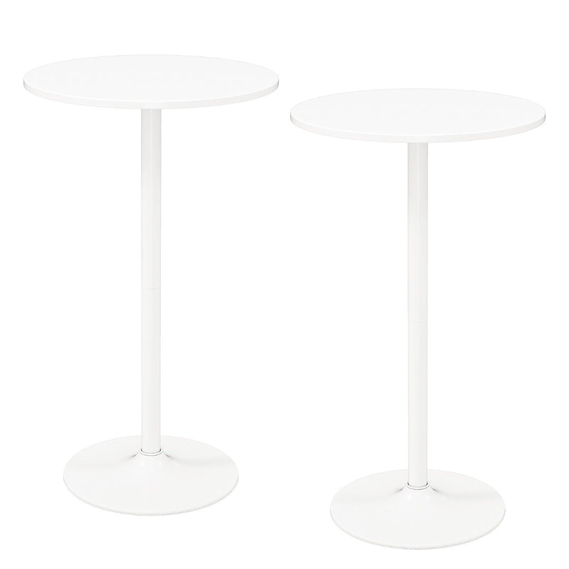 101-56 cm Round Bistro Cocktail Tall Coffee Table High Top Pub Table-White-2 Pieces