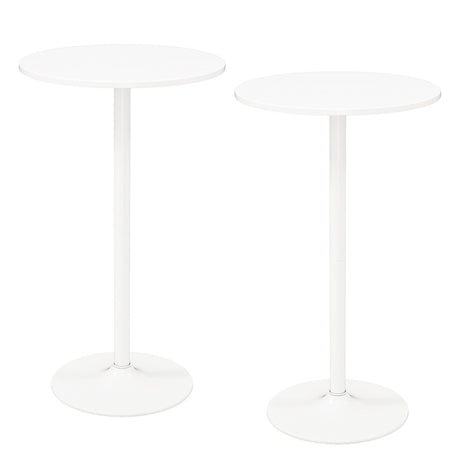 101-56 cm Round Bistro Cocktail Tall Coffee Table High Top Pub Table-White-2 Pieces