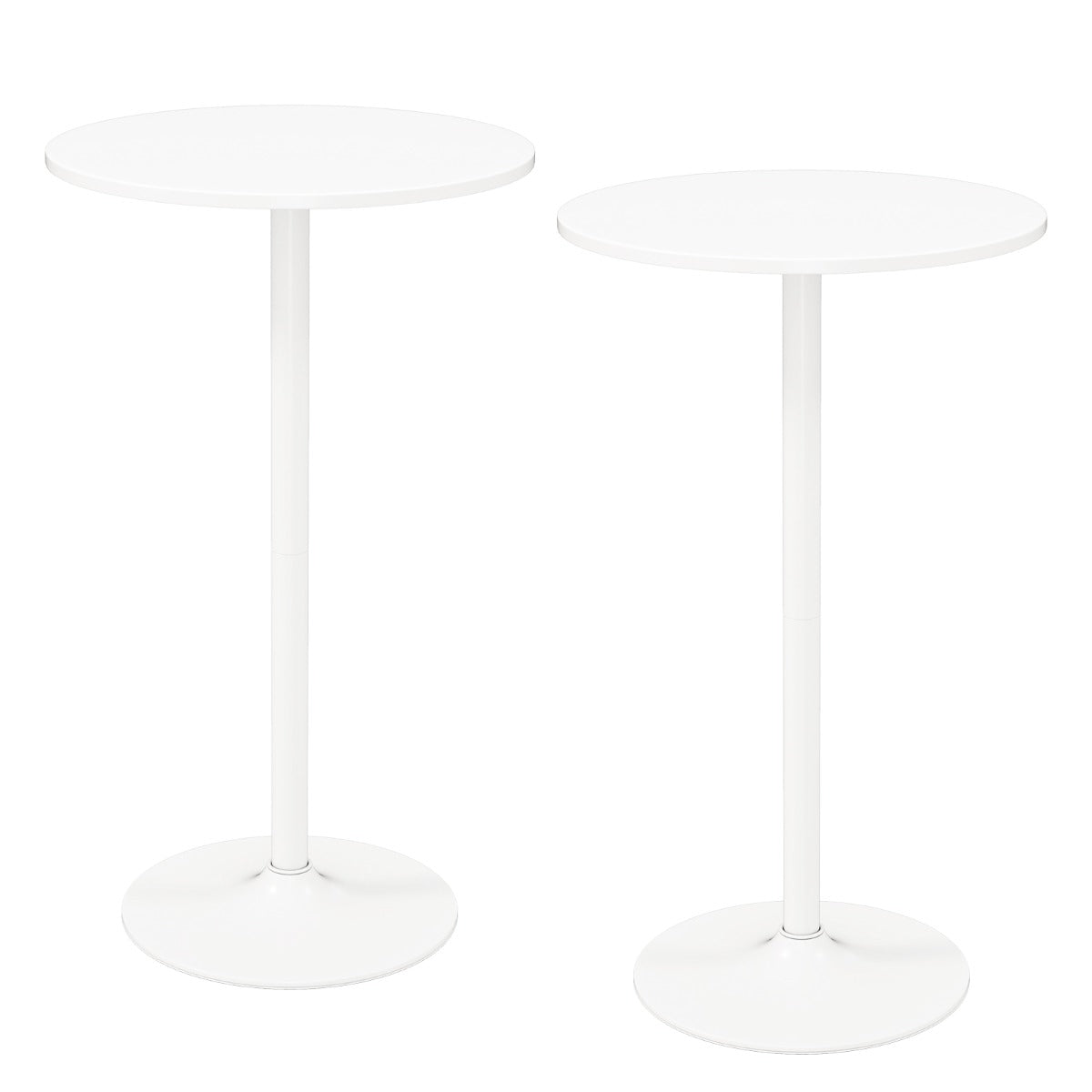 101-56 cm Round Bistro Cocktail Tall Coffee Table High Top Pub Table-White-2 Pieces