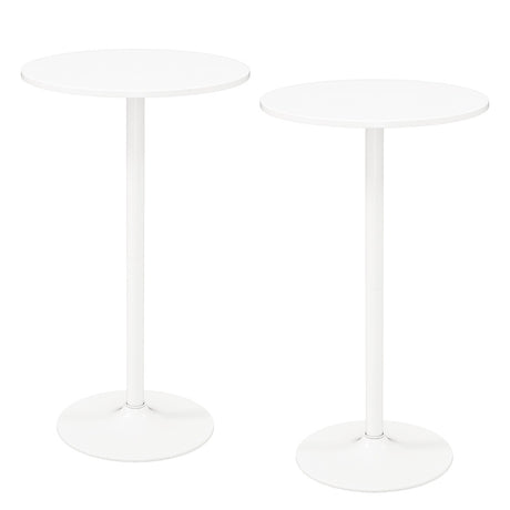 101-56 cm Round Bistro Cocktail Tall Coffee Table High Top Pub Table-White-2 Pieces