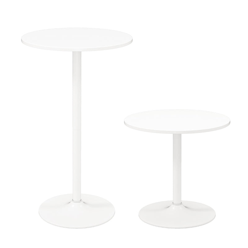 101-56 cm Round Bistro Cocktail Tall Coffee Table High Top Pub Table-White-2 Pieces