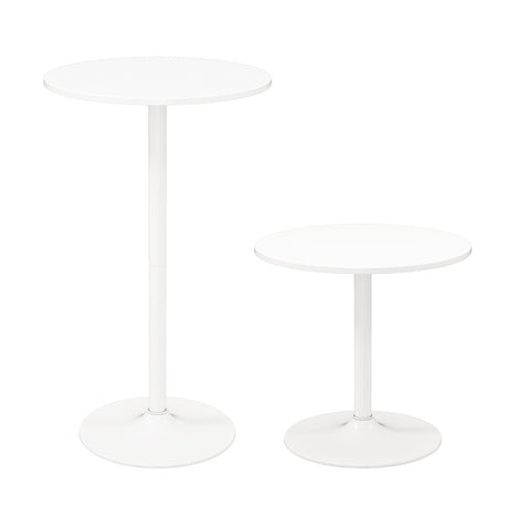 101-56 cm Round Bistro Cocktail Tall Coffee Table High Top Pub Table-White-2 Pieces