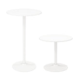 101-56 cm Round Bistro Cocktail Tall Coffee Table High Top Pub Table-White-2 Pieces