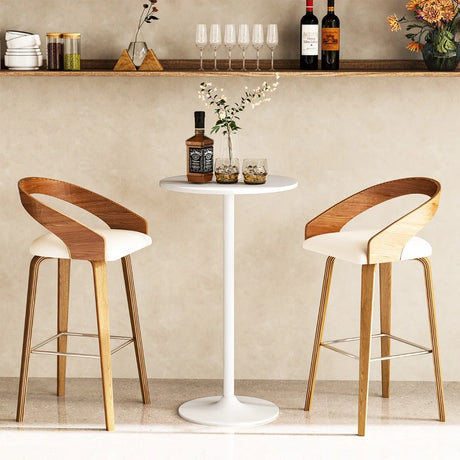 101-56 cm Round Bistro Cocktail Tall Coffee Table High Top Pub Table-White-2 Pieces