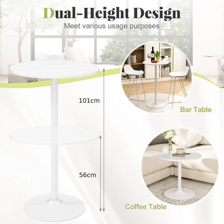 101-56 cm Round Bistro Cocktail Tall Coffee Table High Top Pub Table-White-2 Pieces