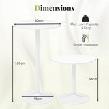 101-56 cm Round Bistro Cocktail Tall Coffee Table High Top Pub Table-White-2 Pieces