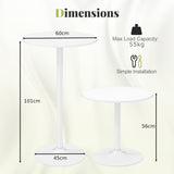 101-56 cm Round Bistro Cocktail Tall Coffee Table High Top Pub Table-White-2 Pieces