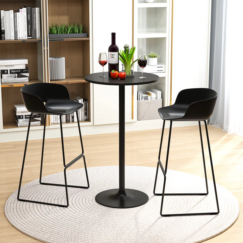 101-56 cm Round Bistro Cocktail Tall Coffee Table High Top Pub Table-Black-2 Pieces
