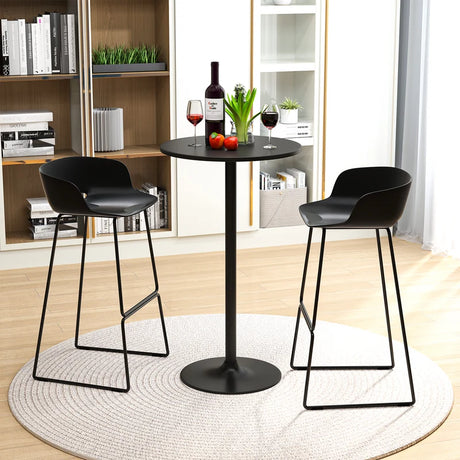 101-56 cm Round Bistro Cocktail Tall Coffee Table High Top Pub Table-Black-2 Pieces