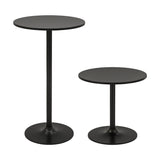 101-56 cm Round Bistro Cocktail Tall Coffee Table High Top Pub Table-Black-2 Pieces