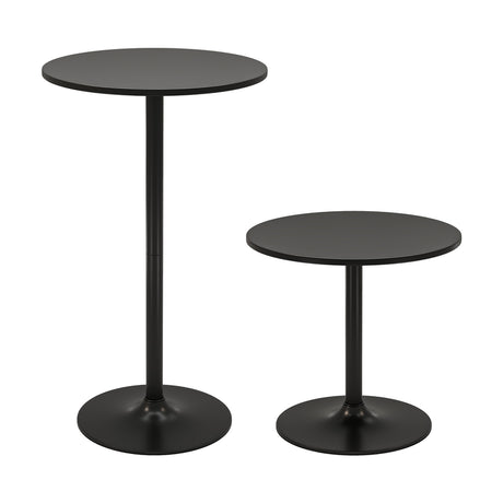 101-56 cm Round Bistro Cocktail Tall Coffee Table High Top Pub Table-Black-2 Pieces