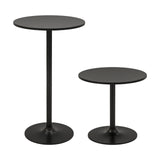 101-56 cm Round Bistro Cocktail Tall Coffee Table High Top Pub Table-Black-2 Pieces