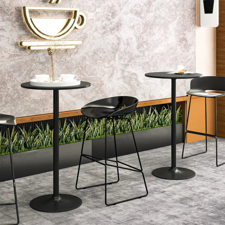 101-56 cm Round Bistro Cocktail Tall Coffee Table High Top Pub Table-Black-2 Pieces