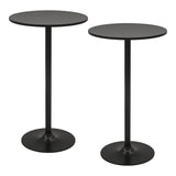 101-56 cm Round Bistro Cocktail Tall Coffee Table High Top Pub Table-Black-2 Pieces