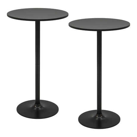 101-56 cm Round Bistro Cocktail Tall Coffee Table High Top Pub Table-Black-2 Pieces