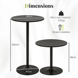 101-56 cm Round Bistro Cocktail Tall Coffee Table High Top Pub Table-Black-2 Pieces