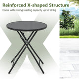 23 Inch Round Bistro Table with Tempered Glass Tabletop