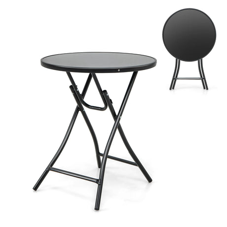 23 Inch Round Bistro Table with Tempered Glass Tabletop